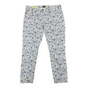J. Crew Blue White Floral Pattern Toothpick Skinny Jeans Size 32 Stretch EUC